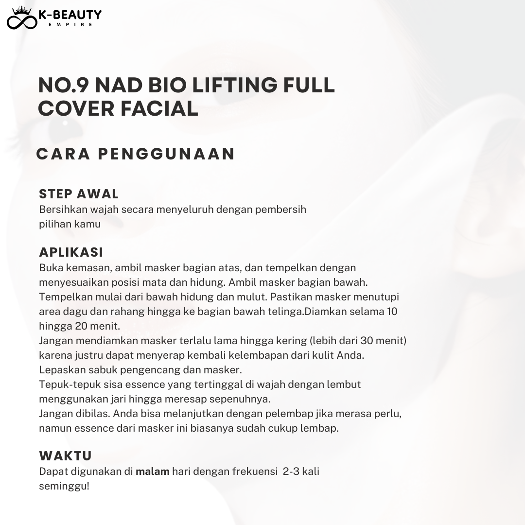 [Numbuzin] No 9 NAD Bio Lifting Full Cover Facial Mask (4 PCS) + Lifting Band